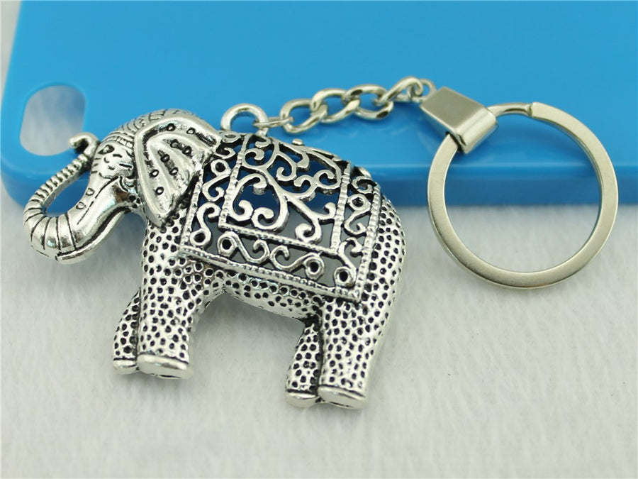 Antique Silver Elephant Keychain - Spiritual Bliss Shop