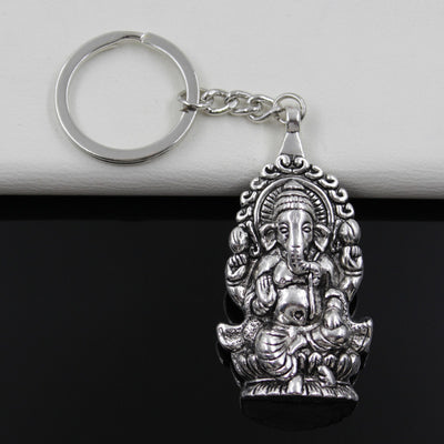 Antique Silver Ganesha Keychain - Spiritual Bliss Shop