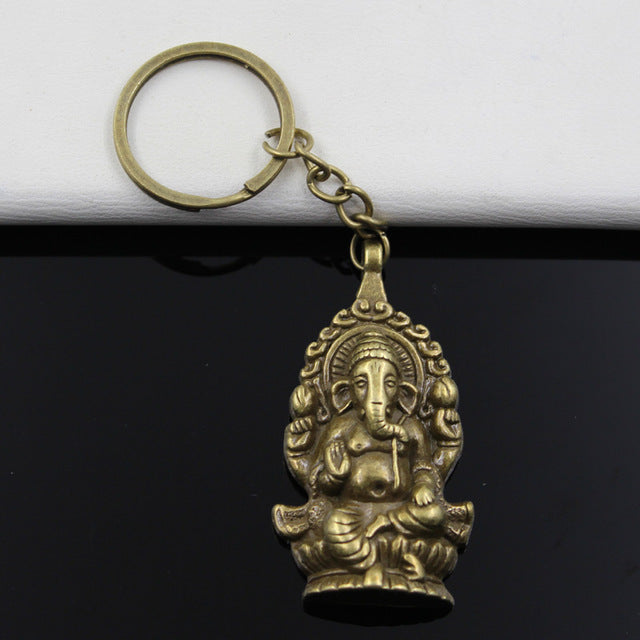 Antique Silver Ganesha Keychain - Spiritual Bliss Shop