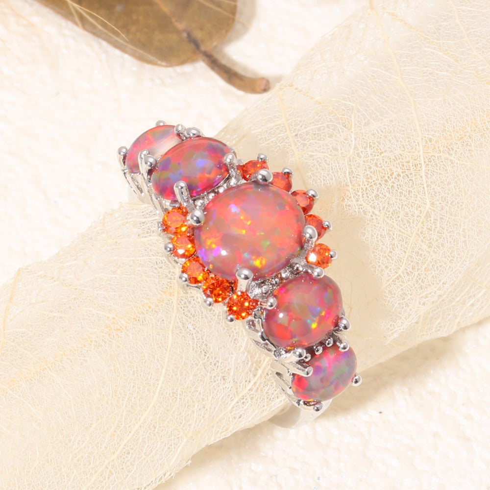 Orange Fire Opal Garnet Ring - Spiritual Bliss Shop