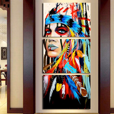 Native American Feathered Beauty Canvas - Spiritual Bliss Shop