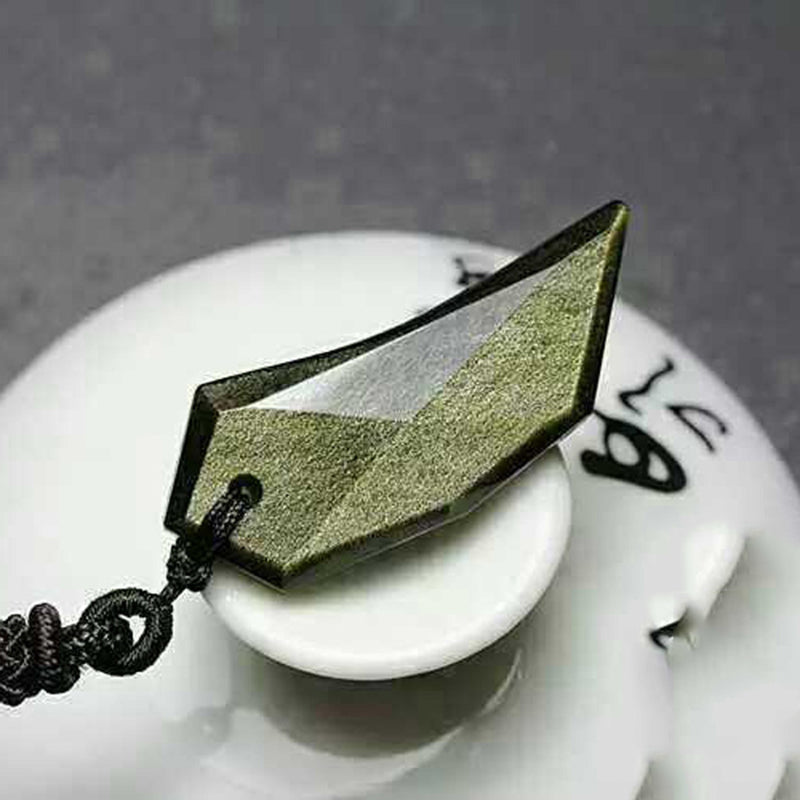 Gold Sheen Obsidian Necklace - Wolf Tooth Shape - Spiritual Bliss Shop