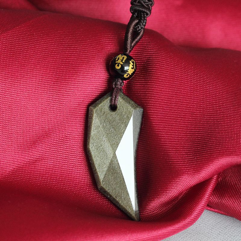 Gold Sheen Obsidian Necklace - Wolf Tooth Shape - Spiritual Bliss Shop