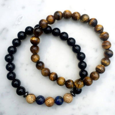 Premium Gemstones Double Bracelets (Lapis Lazuli, Brown Jasper, Tiger's Eye & Black Onyx) - Spiritual Bliss Shop