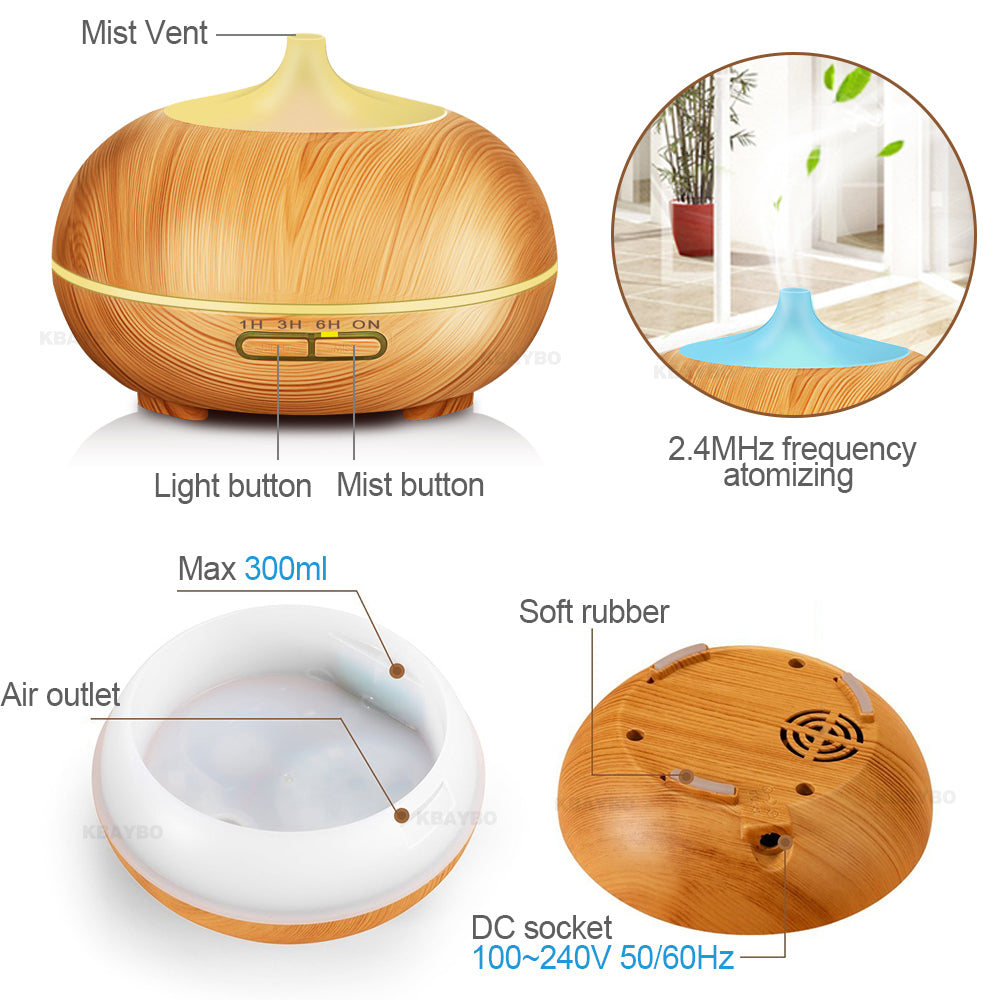 Wood Grain Essential Oil Diffuser And Humidifier - Spiritual Bliss Shop