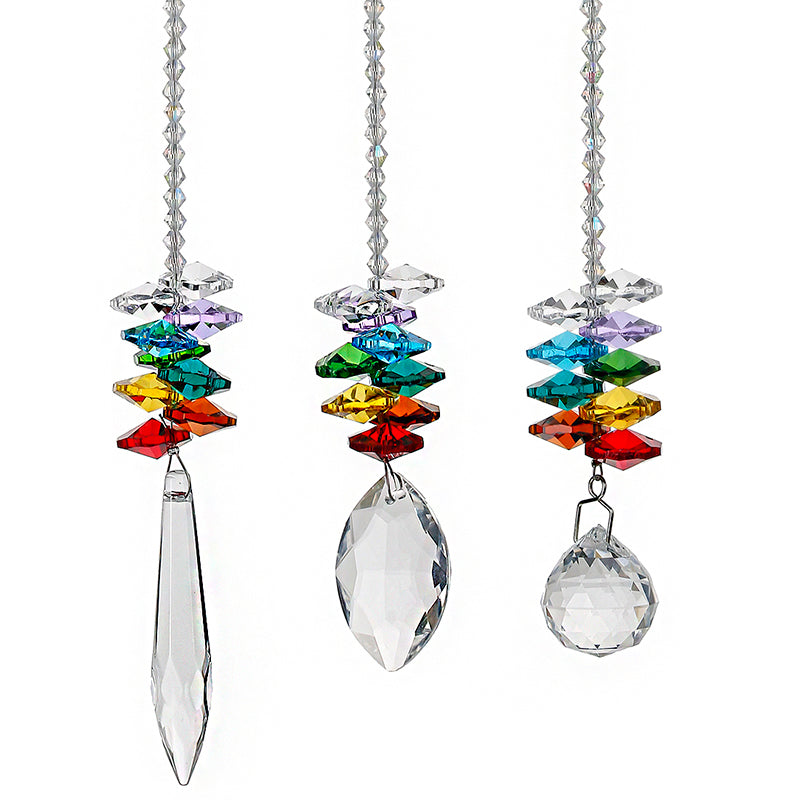 3Pcs/Set 7 Chakra Prism Crystal Suncatcher (Feng Shui) - Spiritual Bliss Shop
