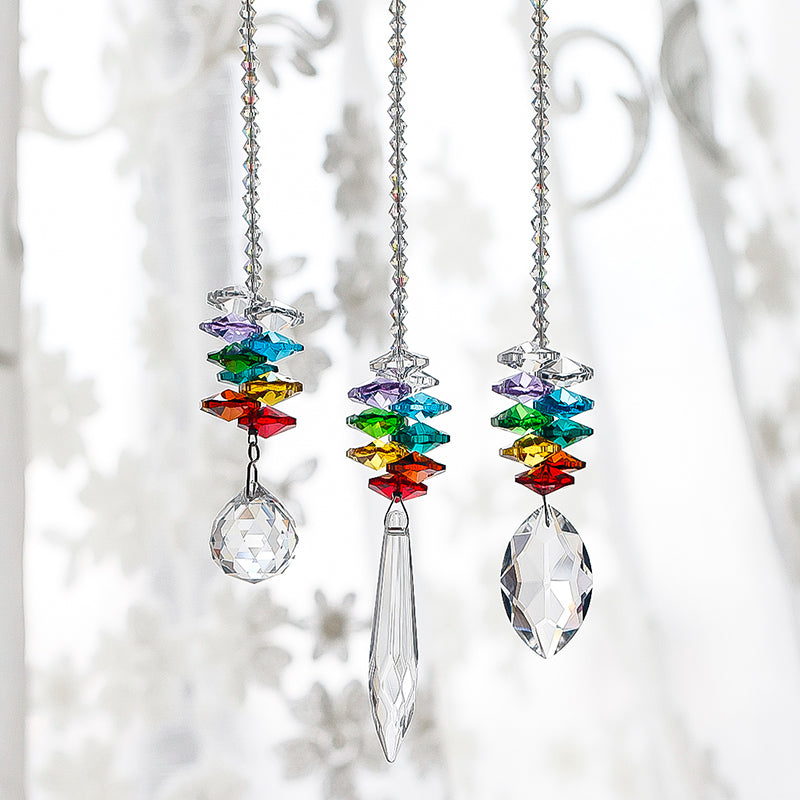 3Pcs/Set 7 Chakra Prism Crystal Suncatcher (Feng Shui) - Spiritual Bliss Shop