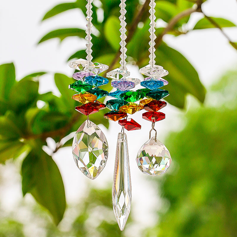 3Pcs/Set 7 Chakra Prism Crystal Suncatcher (Feng Shui) - Spiritual Bliss Shop
