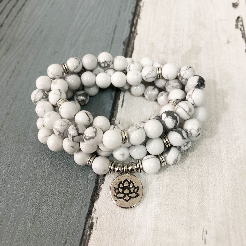 Natural Howlite Mala Bracelet - Spiritual Bliss Shop