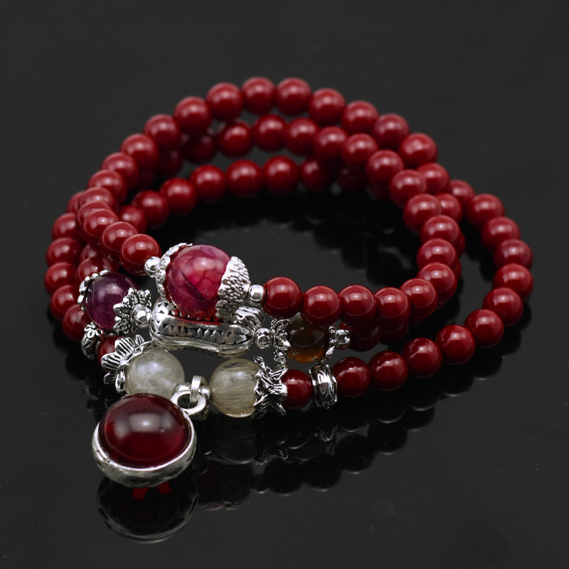 Natural Cinnabar Bracelet with Garnet Charm (Mala) - Spiritual Bliss Shop