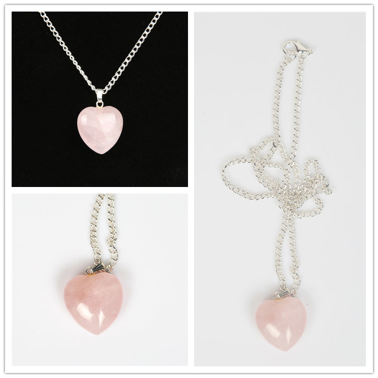 Heart Shape Rose Quartz Necklace (Love) - Spiritual Bliss Shop