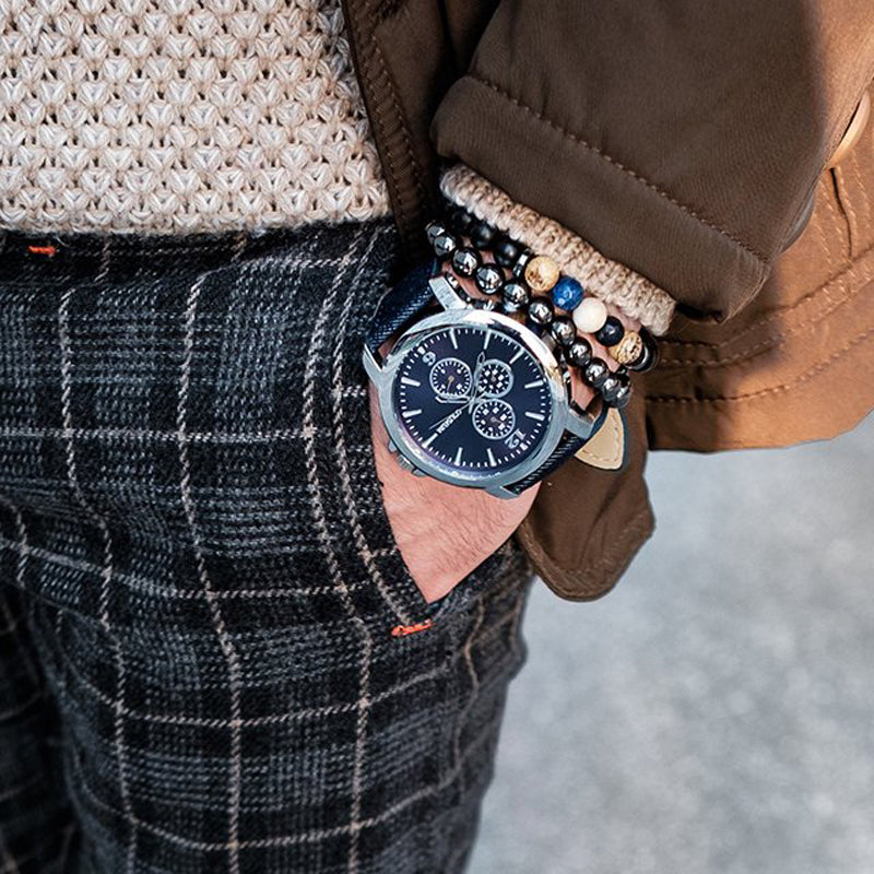 Premium Gemstones Double Bracelets (Brown Jasper, Hematite, Lapis Lazuli & Black Onyx) - Spiritual Bliss Shop