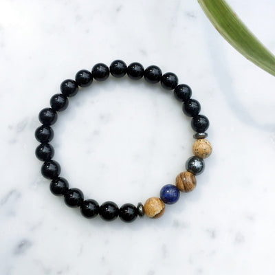 Premium Gemstones Double Bracelets (Brown Jasper, Hematite, Lapis Lazuli & Black Onyx) - Spiritual Bliss Shop