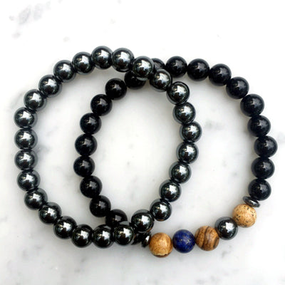 Premium Gemstones Double Bracelets (Brown Jasper, Hematite, Lapis Lazuli & Black Onyx) - Spiritual Bliss Shop