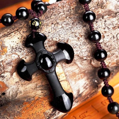 Cross Obsidian Necklace (Protection) - Spiritual Bliss Shop