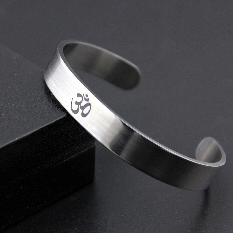 OM Stainless Steel Cuff - Spiritual Bliss Shop