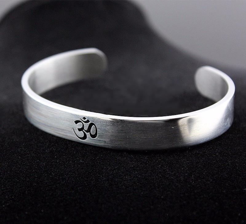 OM Stainless Steel Cuff - Spiritual Bliss Shop