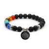 7 Chakras Lava Stone Bracelet with Charm (5 Charms Available) - Spiritual Bliss Shop