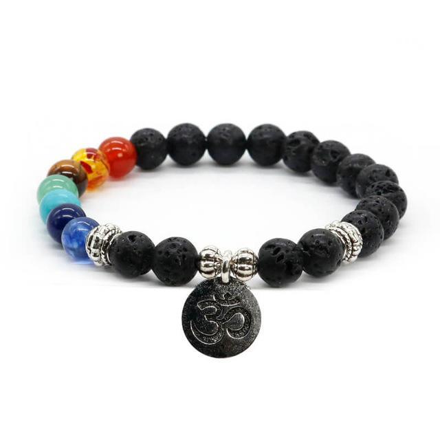 7 Chakras Lava Stone Bracelet with Charm (5 Charms Available) - Spiritual Bliss Shop