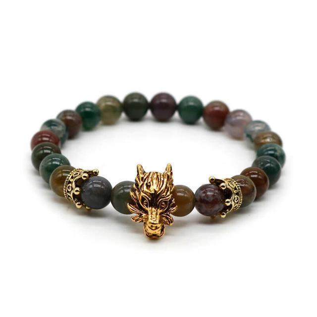 Premium Dragon's Head Gemstones Bracelet - Spiritual Bliss Shop